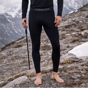 Icebreaker Men's 260 Merino Wool Thermal Base Pants Black Performance Alpine L